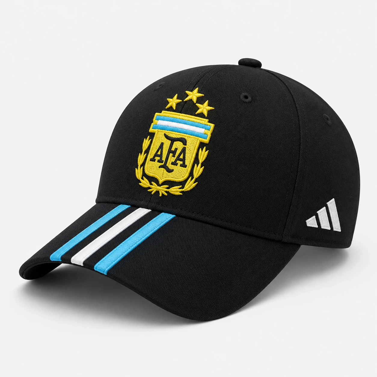 Argentina Black Cap Argentina Three Star Cotton Cap (Black) - Image 1
