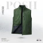 Cutting Sew Olive Vest For Men's - Image 3