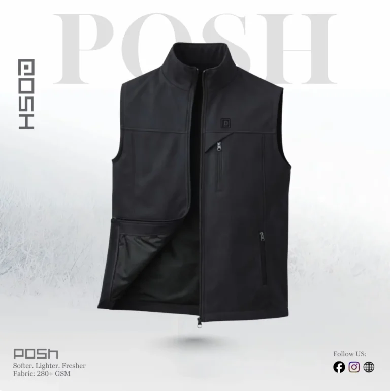 Cutting Sew Black Vest For Men's - posh tex jackets for winter collection