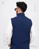 POSH Cutting Sew navy blue back side Vest for Men – Winter Collection