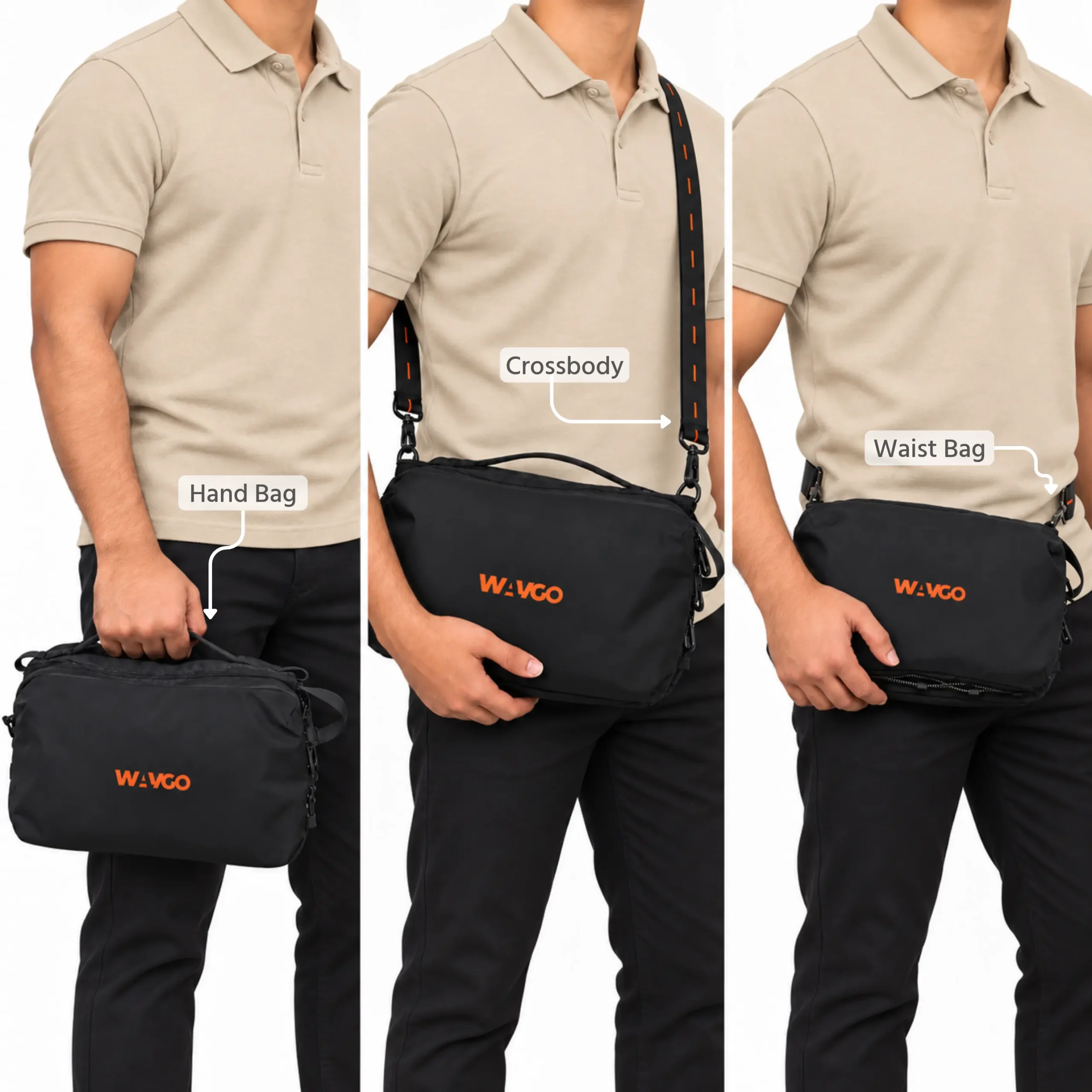 WAYGO_3_Ways_waist bag and crossbody bag orange color